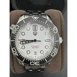 Watchdives WD007 39mm Titanium Dive Watch Men Auto White Date Sapphire Crystal M